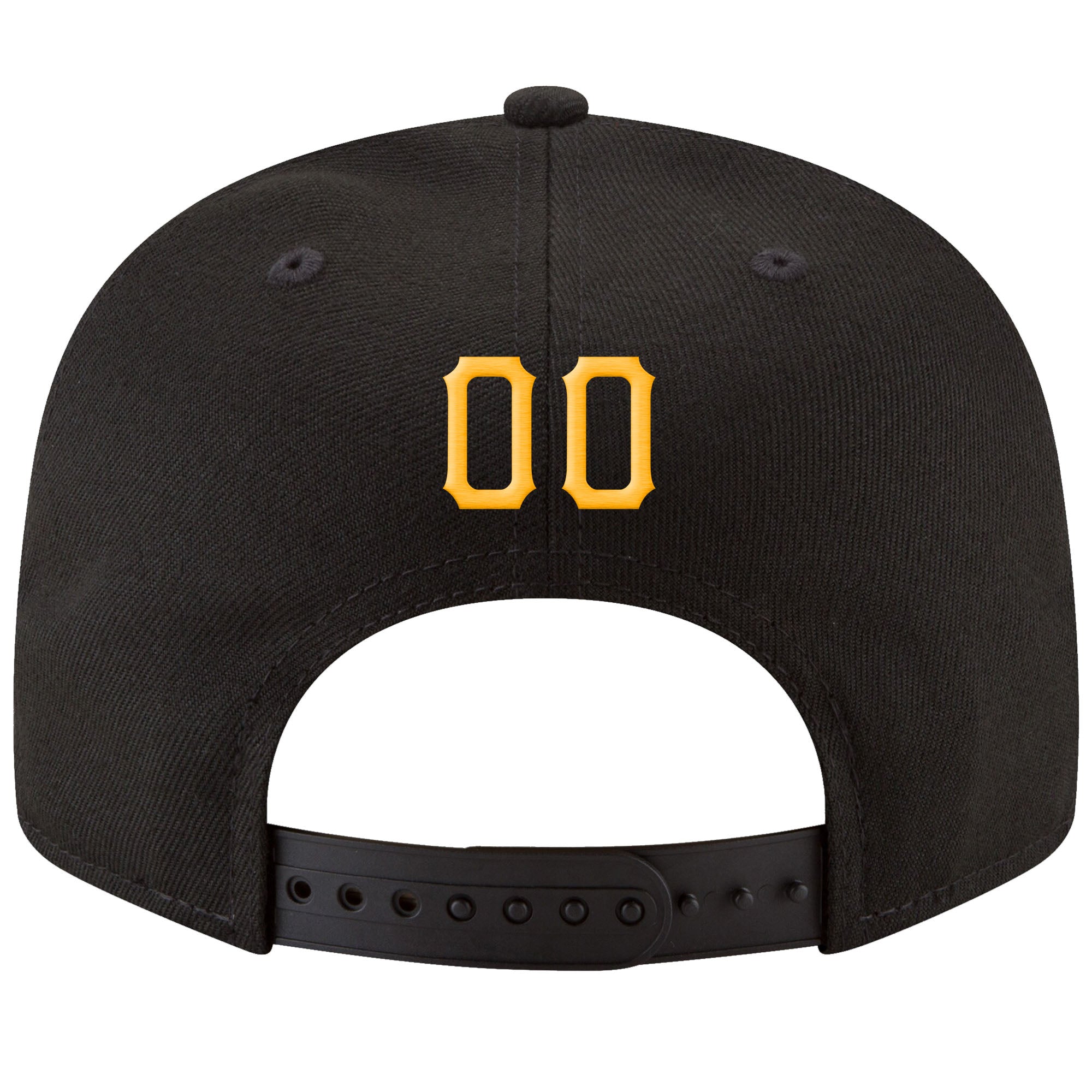 Personalized Adjustable Snapback Hat in Black and Gold with White Stitching Personalized Black Gold-White Stitched Adjustable - Image 3