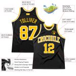 Custom Black Gold-White Basketball Jersey Throwback Style for Men Personalized Black Gold-White Throwback Basketball Jersey