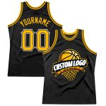 Personalized Black Gold-White Throwback Basketball Jersey - Custom Sports Apparel Personalized Black Gold-White Throwback