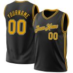 Personalized Black and Gold Throwback Basketball Jersey for Kids 4 Personalized Black Gold-White Throwback Basketball Jersey