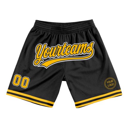 Personalized Black and Gold Throwback Basketball Shorts for Men Personalized Black Gold-White Throwback Basketball Shorts