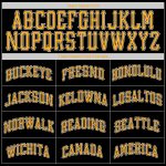 Personalized Baseball Jersey Shirt - Black Gold-White Throwback Rib-Knit Design Personalized Black Gold-White Throwback Rib-Knit