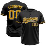 Personalized Black Gold White Unisex Softball Jersey - Two-Button Design Personalized Black Gold-White Two-Button Unisex