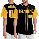 Custom Two Tone Black Gold White Baseball Jersey for Men and Women Personalized Black Gold-White Two Tone Baseball Jersey