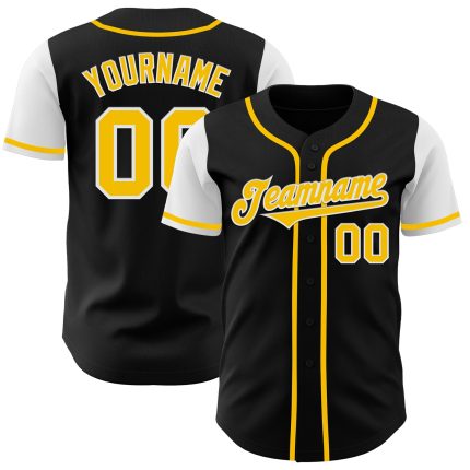 Personalized Black and Gold Two Tone Baseball Jersey for Men and Women Personalized Black Gold-White Two Tone Baseball Jersey