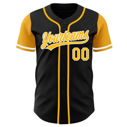 Personalized Black Gold White Two Tone Baseball Jersey - Custom Jersey for Men and Women Personalized Black Gold-White Two