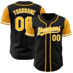 Personalized Black Gold White Two Tone Baseball Jersey - Custom Jersey for Men and Women Personalized Black Gold-White Two