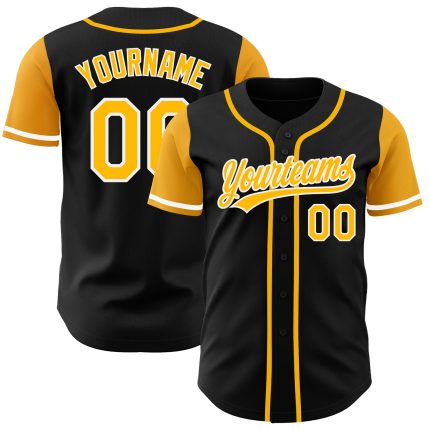 Personalized Black Gold White Two Tone Baseball Jersey - Custom Jersey for Men and Women Personalized Black Gold-White Two