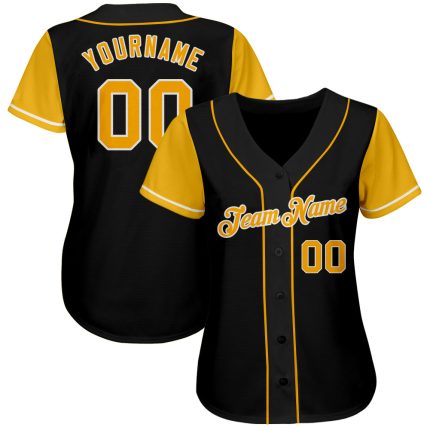 Personalized Two Tone Black and White Baseball Jersey | Custom Sports Apparel Personalized Black Gold-White Two Tone Baseball