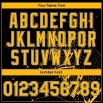 Custom Name Number Personalized Black Gold White Wolf 3D Bomber Varsity Jacket Full-Snap Letterman Design Personalized Black