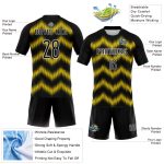 Custom Name Number Personalized Black Gold White Zigzag Volleyball Uniform Jersey Personalized Black Gold-White Zigzag Sublimation
