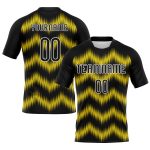 Custom Name Number Personalized Black Gold White Zigzag Volleyball Uniform Jersey Personalized Black Gold-White Zigzag Sublimation