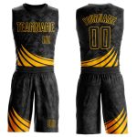 Custom Name Number Basketball Jersey Sublimation Black Gold Wind Shapes Round Neck Suit Personalized Black Gold Wind Shapes