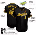 Personalized Baseball Jersey in Black Gold-Yellow for Custom Supporter Gear Personalized Black Gold-Yellow Baseball Jersey