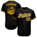 Personalized Baseball Jersey in Black Gold-Yellow for Custom Supporter Gear Personalized Black Gold-Yellow Baseball Jersey