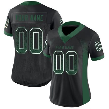 Custom Name Number Black Gotham Green-White Mesh Fashion Football Jersey - Personalized Team Jersey Personalized Black Gotham