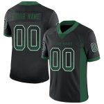 Personalized Black Green-White Drift Fashion Football Jersey - Customizable Personalized Black Gotham Green-White Mesh Drift