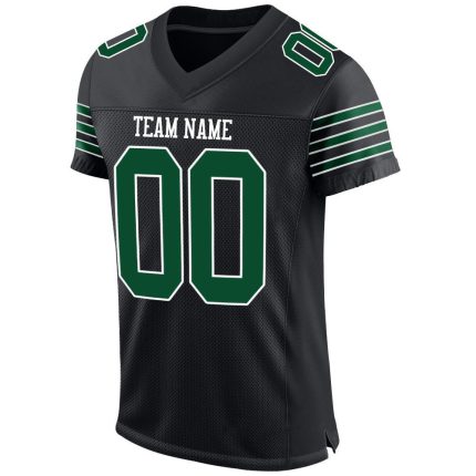 Personalized Black Mesh Football Jersey - Gotham Green and White Design Personalized Black Gotham Green-White Mesh Football