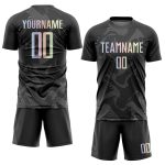 Custom Black Gradient-Gray Soccer Jersey with Curve Lines Design - Sublimation Uniform Personalized Black Gradient-Gray Curve