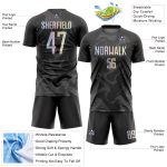 Custom Black Gradient-Gray Soccer Jersey with Curve Lines Design - Sublimation Uniform Personalized Black Gradient-Gray Curve