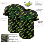 Personalized 3D Crocodile Baseball Jersey in Black and Green - Custom Design Personalized Black Grass Green 3D Crocodile