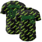 Personalized 3D Crocodile Baseball Jersey in Black and Green - Custom Design Personalized Black Grass Green 3D Crocodile
