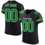 Custom Personalized Football Jersey - Black Grass, Green & Old Gold, Authentic Team Name & Number Personalized Black Grass
