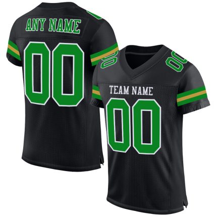 Custom Personalized Football Jersey - Black Grass, Green & Old Gold, Authentic Team Name & Number Personalized Black Grass