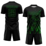 Custom Name and Number Black Grass Green Sublimation Soccer Jersey - Personalized Team Uniform Personalized Black Grass Green