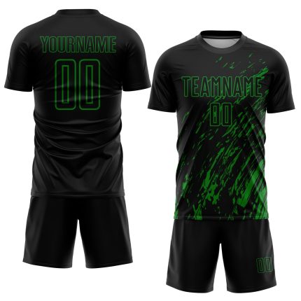 Custom Name and Number Black Grass Green Sublimation Soccer Jersey - Personalized Team Uniform Personalized Black Grass Green