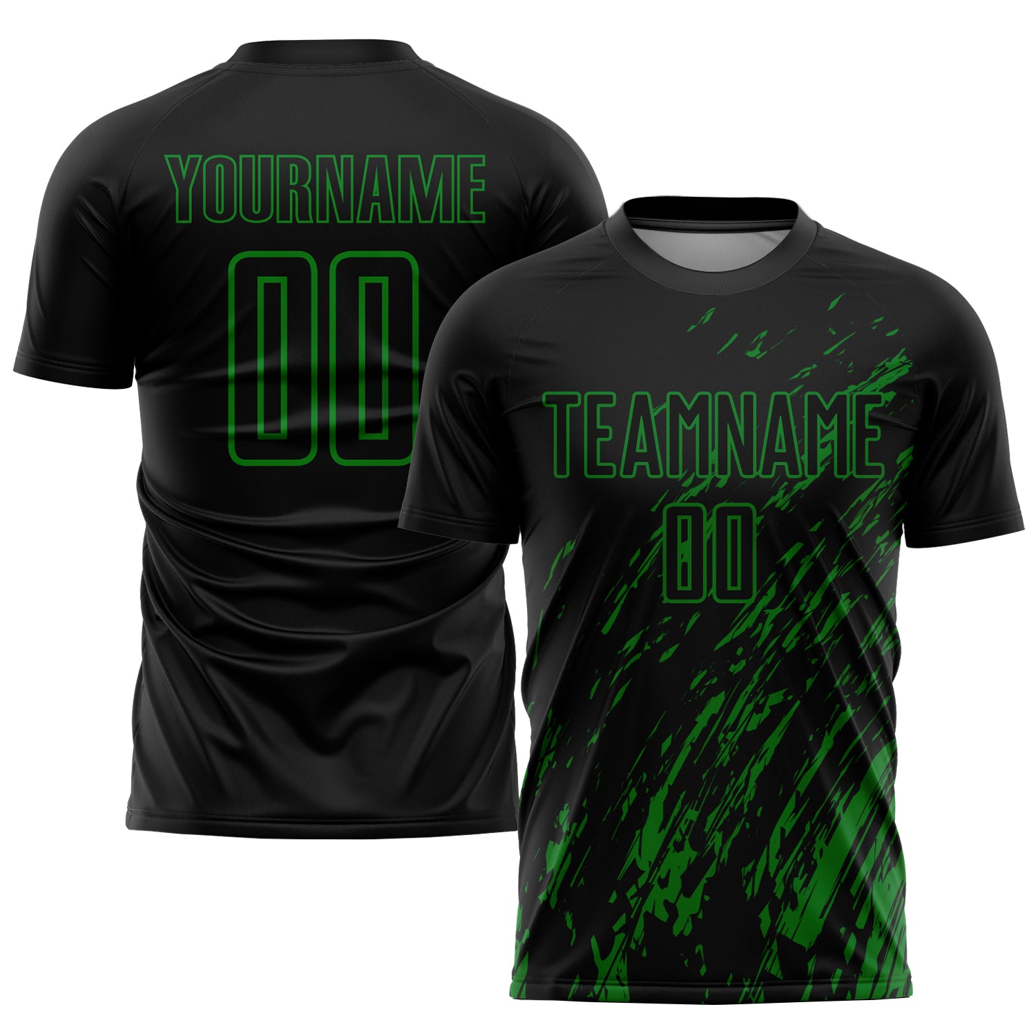 Custom Name and Number Black Grass Green Sublimation Soccer Jersey - Personalized Team Uniform Personalized Black Grass Green