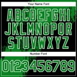 Custom Name and Number Unisex Softball Jersey with 3D Brush Stroke Pattern - Personalized Black and Green White Two-Button Design