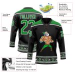 Personalized Black Christmas Jersey 3D Santa Claus Design Green-White Hockey Lace Neck 8897 Personalized Black Grass Green-White