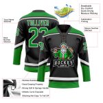 Personalized Green and White Christmas Jersey with Santa Claus 3D Design, Custom Name and Number - Hockey Lace Neck Team Jersey