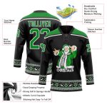 Personalized Christmas Santa Claus Hockey Jersey Black Green-White Custom Name and Number 3D Lace Neck 8897 Personalized