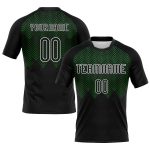 Custom Sublimation Volleyball Uniform Jersey with Personalized Name and Number, Black Grass Green-White Geometric Design