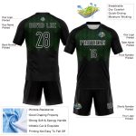 Custom Sublimation Volleyball Uniform Jersey with Personalized Name and Number, Black Grass Green-White Geometric Design