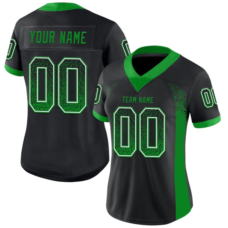 Personalized Black Green-White Mesh Football Jersey for Drift Fashion Personalized Black Grass Green-White Mesh Drift Fashion
