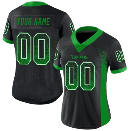 Custom Name Number Personalized Black Green White Mesh Football Jersey Drift Fashion Personalized Black Grass Green-White