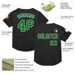Personalized Grass Green-White Black Baseball Jersey - Mesh Throwback Design Personalized Black Grass Green-White Mesh Throwback