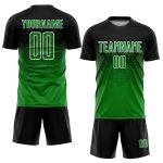 Personalized Black Green White Soccer Jersey Sublimation Uniform for Kids & Adults Personalized Black Grass Green-White Sublimation