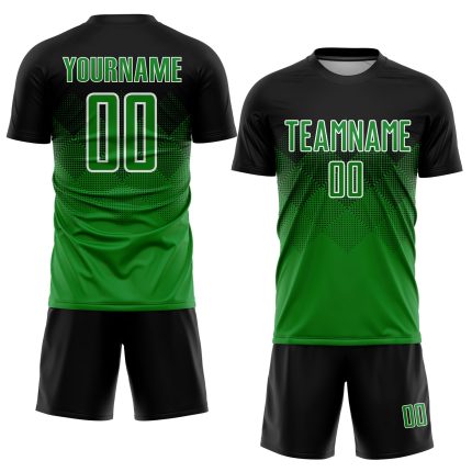 Custom Sublimation Soccer Uniform Jersey Personalized Black Grass Green-White with Name and Number Personalized Black Grass