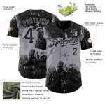 Personalized 3D Abstract Splatter Grunge Art Baseball Jersey - Black Gray Design Personalized Black Gray 3D Abstract Splatter