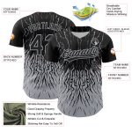 Personalized 3D Abstract Wave Baseball Jersey in Black and Gray Personalized Black Gray 3D Abstract Wave Baseball Jersey