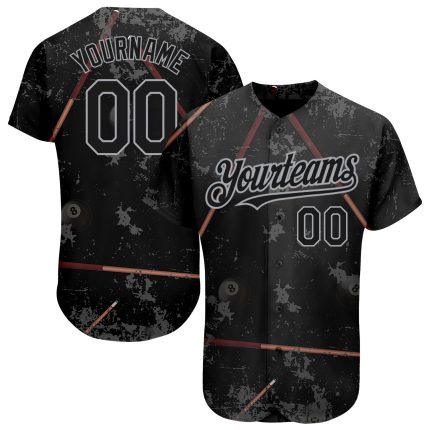 Personalized 3D Billiards 8 Ball Baseball Jersey in Black Gray Color Personalized Black Gray 3D Billiards Snooker 8 Ball