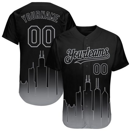Custom Chicago City Edition 3D Black Gray Baseball Jersey with Personalized Name and Number, Authentic Team Apparel Personalized
