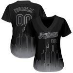 Custom Chicago City Edition 3D Fade Baseball Jersey Black Gray Fashion Personalized Black Gray 3D Chicago City Edition Fade