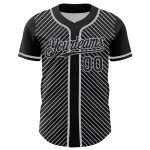 Personalized 3D Diagonal Stripes Black Gray Baseball Jersey for Men Personalized Black Gray 3D Diagonal Stripes Baseball