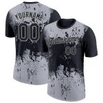 Personalized 3D Dripping Splatter Art Black Gray Performance T-Shirt Personalized Black Gray 3D Dripping Splatter Art Performance