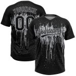 Personalized 3D Dripping Splatter Art Softball Jersey Unisex Two-Button Black Gray Personalized Black Gray 3D Dripping Splatter